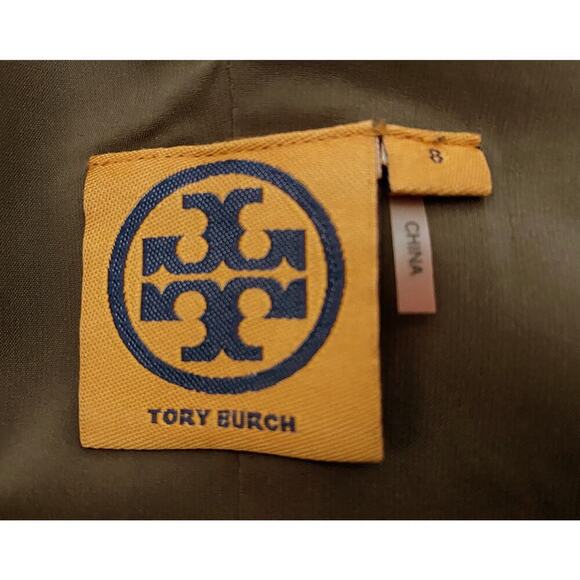 Tory Burch Women's Carter Dress Brown Blue Green Floral Print Cap Sleeve Sheath - Picture 11 of 13